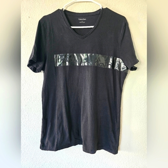 Calvin klein Womens V neck Short sleeve Polo Shirt. Color Black size Medium - Picture 1 of 8